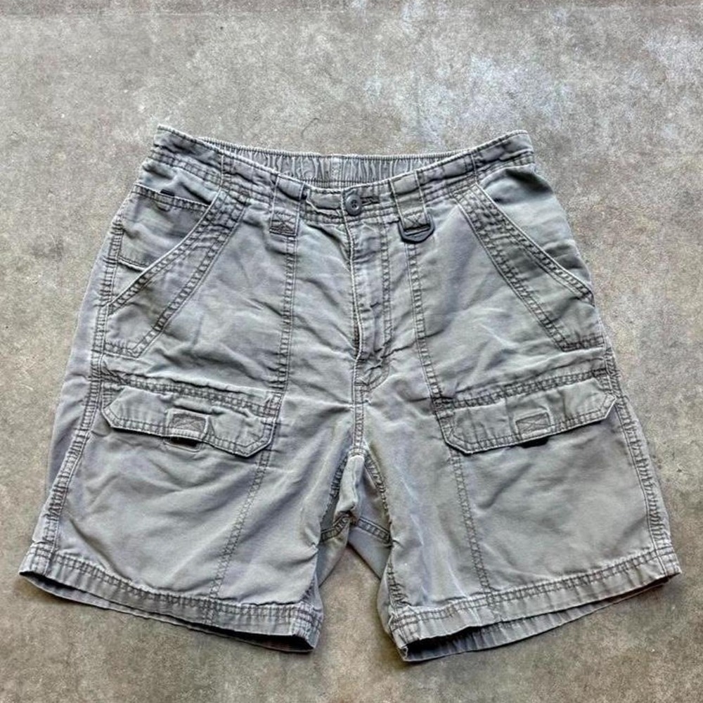Vintage green/Grey cargo shorts with adjustable waist and pockets Size men's 32